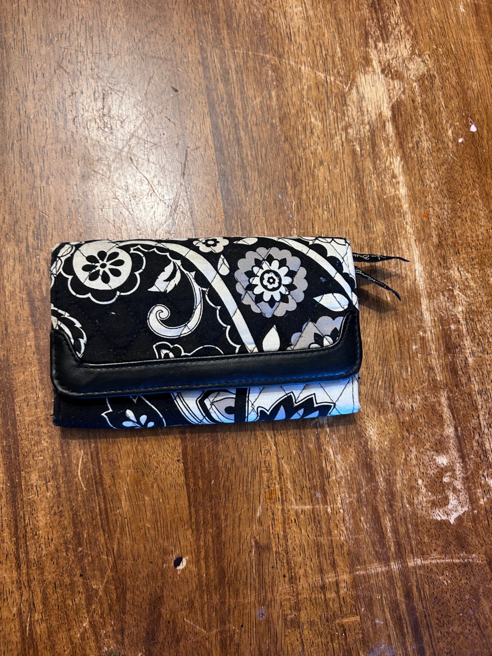 Vera Bradley Black & White Floral Fold-Over Wallet - Women's Wallet
